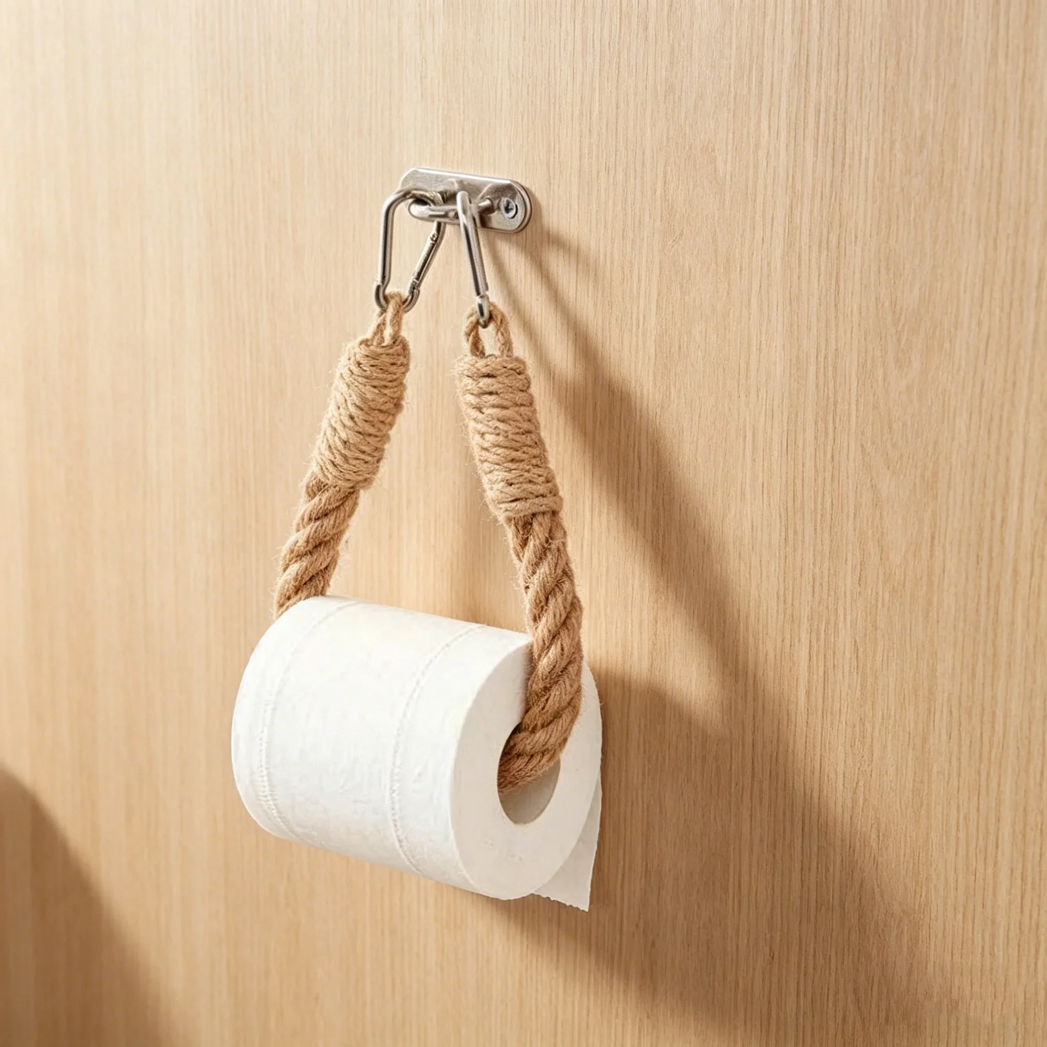  Multi-use Rope Toilet Paper Holder,Rustic Hemp Rope Wall Mounted Tissue Rack,Industrial Style Towel Hanger for Bathroom/RV