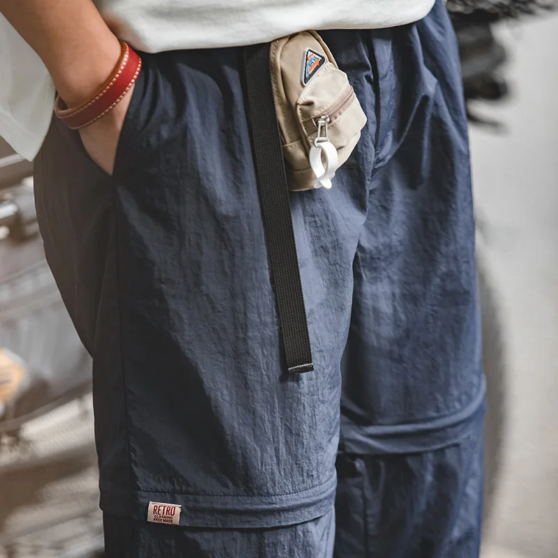 

Maden Men Outdoor Hiking Removable Cargo Pants Casual Mountain Functional Trousers Straight Jogger Short Pants Techwear Big size