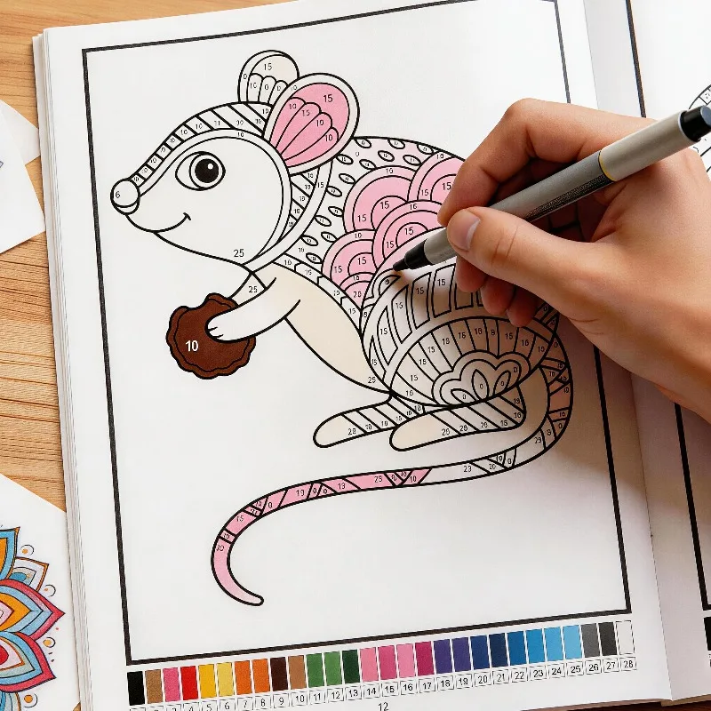 Adult Digital Color Filling and Coloring Stress-relieving Painting Book with 32 Kinds of Plant and Animal Pattern Coloring Book