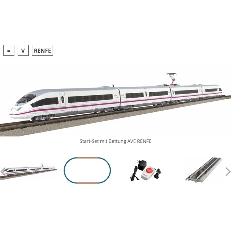 PIKO Train Model HO1/87 97930 Junior Set (ICE3 AVE RENFE) with Road Base Rail Track Car Toy Birthday Gift