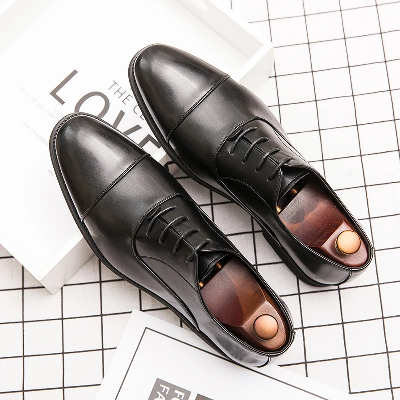 

Classic Men Derby Shoes Men Comfortable Fashionable Leather Shoes Business Office Brand Men Shoes Black Brown Size 38-48