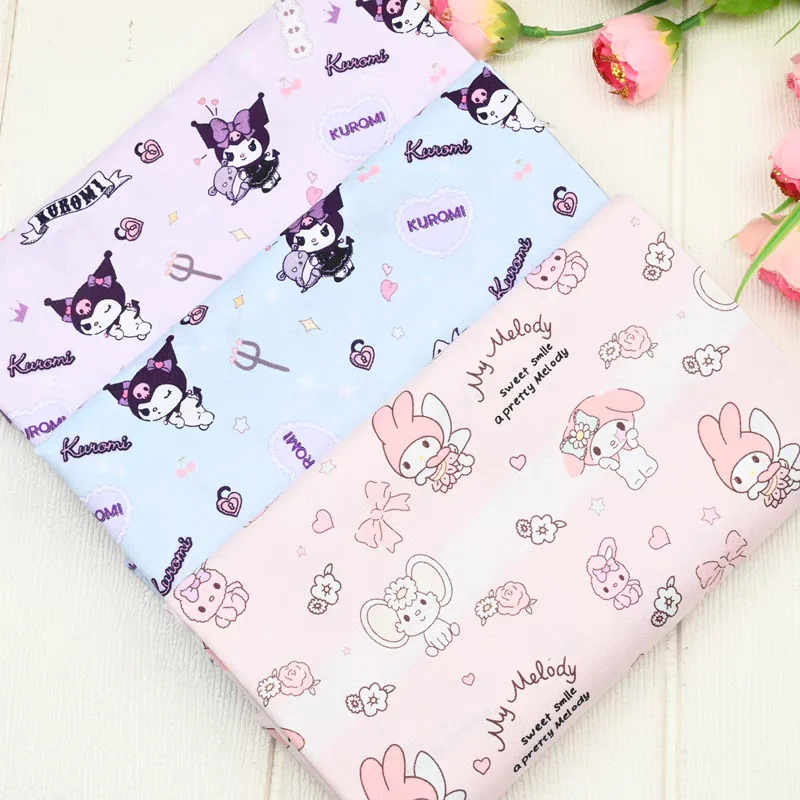 45X105cm Sanrio Kuromi My Melody Plain Cotton Fabric For Sewing Patchwork Clothes DIY Quilting Needlework Material