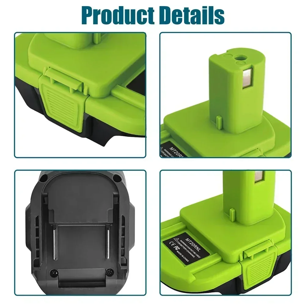 MT20RNL Battery Converter Adapter for Makita 18V Lithium-Ion Batteries Green Adapter for Ryobi One+ 18V Series Power Tools