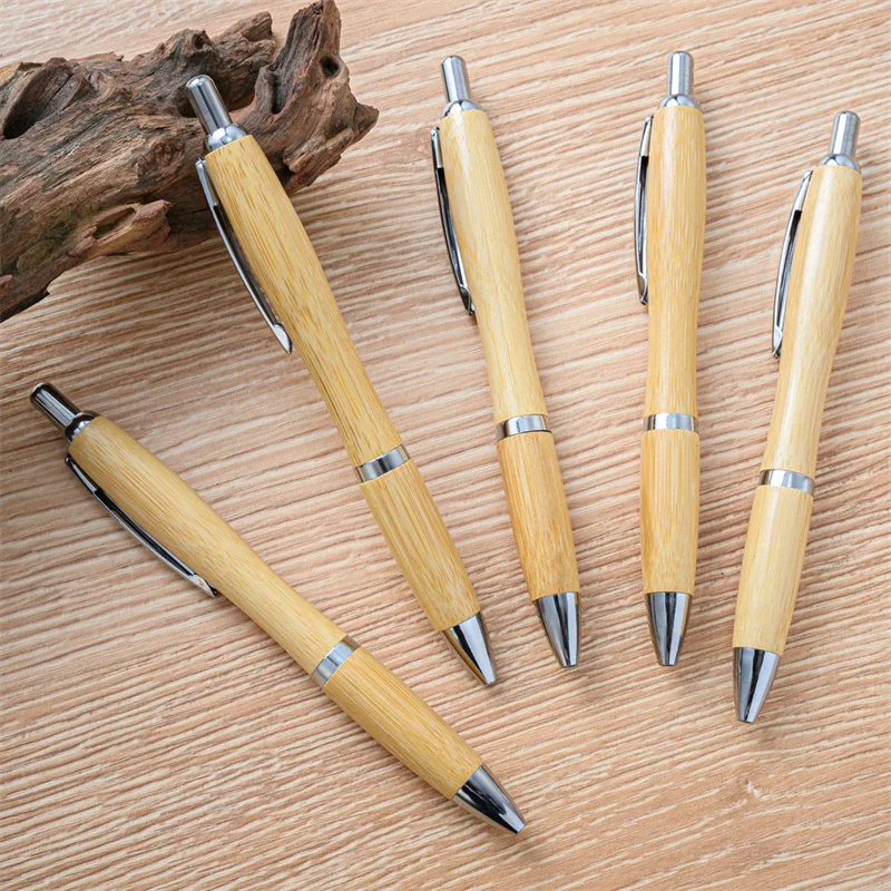 Creative Gourd Shape Bamboo Wood Pen 1.0mm Tip Student Writing Business Signature Office Stationery School Supplies