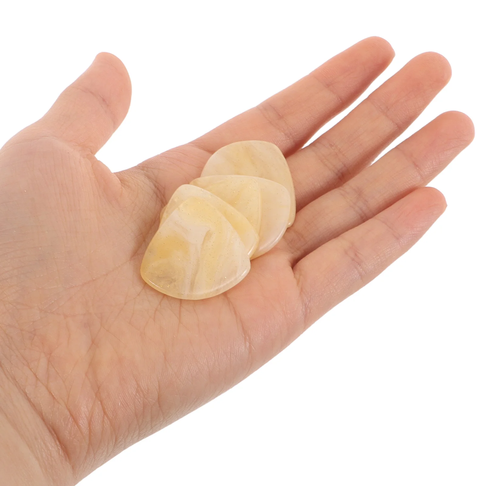 

5pcs Resin Guitar Picks Heart Shaped Electric Bass Accessories Smooth Edges Natural Tone Decorative Plectrums Acoustic
