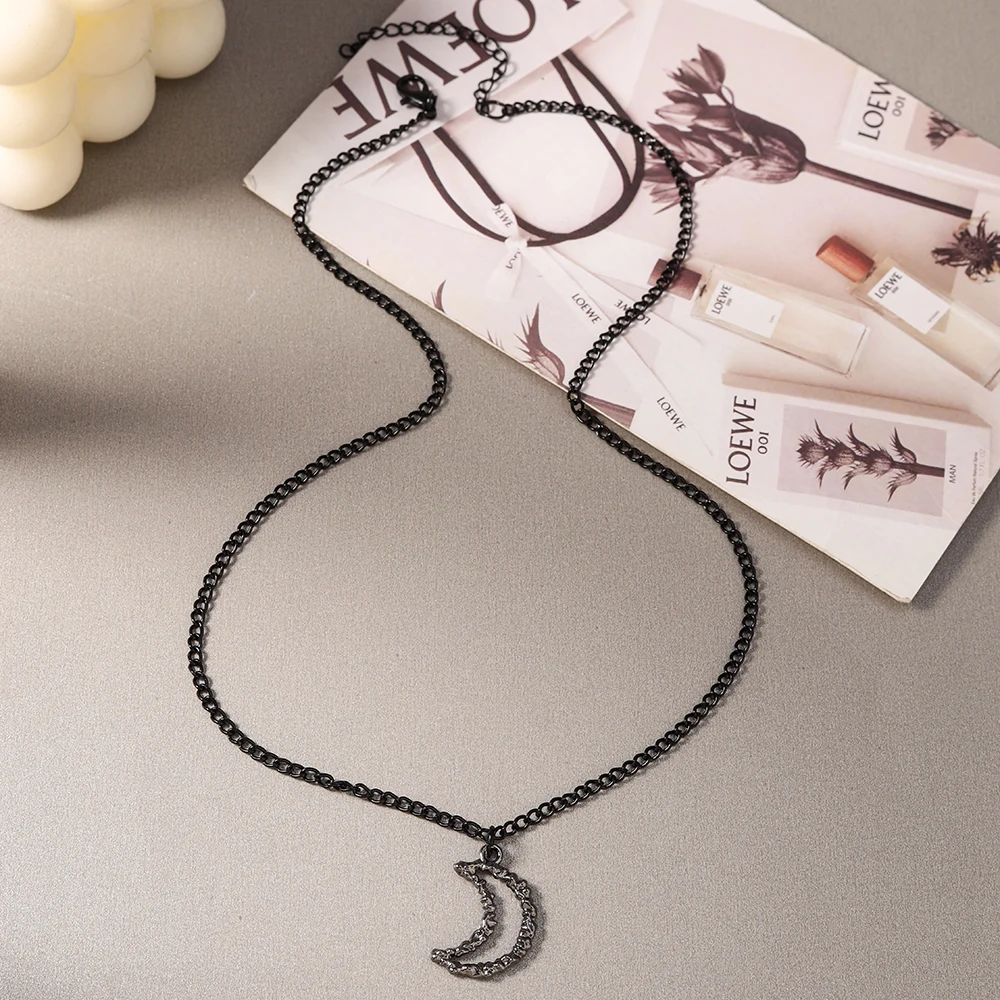 Aihua Hip-Hop-Halskette mit Herz-Sonnen-Stern-Anhänger in Gunmetal-Schwarz für Damen und Herren, Punk-Halskette mit schwarzem Seil, Choker, Halsschmuck, Geschenke – Detail 8