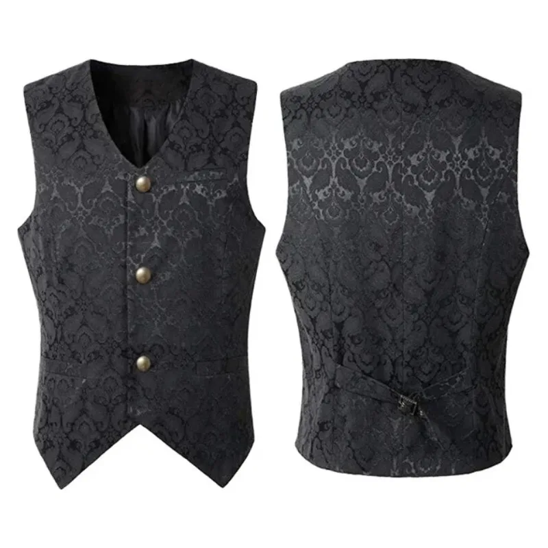 Men's Casual Victoria Steampunk Frosted Vest, Retro Prince, Medieval Art Role-playing Vest