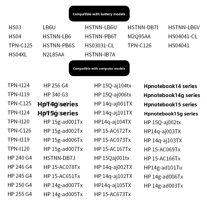 New Replacement Laptop Battery HS04 HS03 for HP 245 240 246 250 256 G4 TPN-I119 I120 I124 C125 C126 HSTNN-LB6V HSTNN-PB6T PB6S