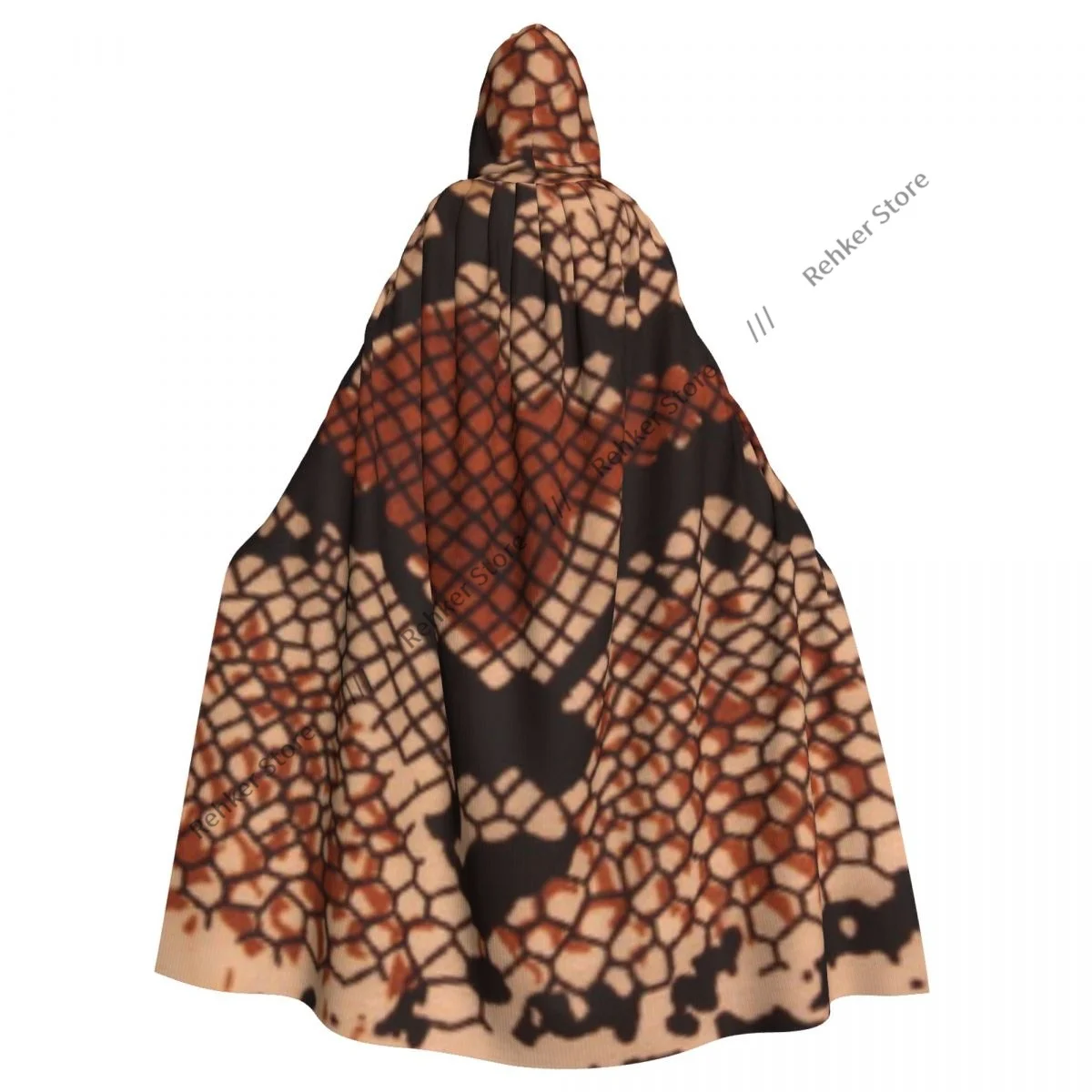 Adult Halloween Snake Skin Of Python Cloak Cape Hooded Medieval Costume Full Length Dress Coat