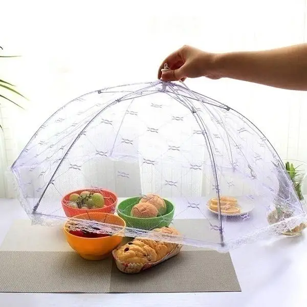 Portable Food Cover Umbrella Pop-Up Mesh Screen Protect Food Cover Net Tent Breathable Folded Dome Fly Anti Mosquito Umbrella