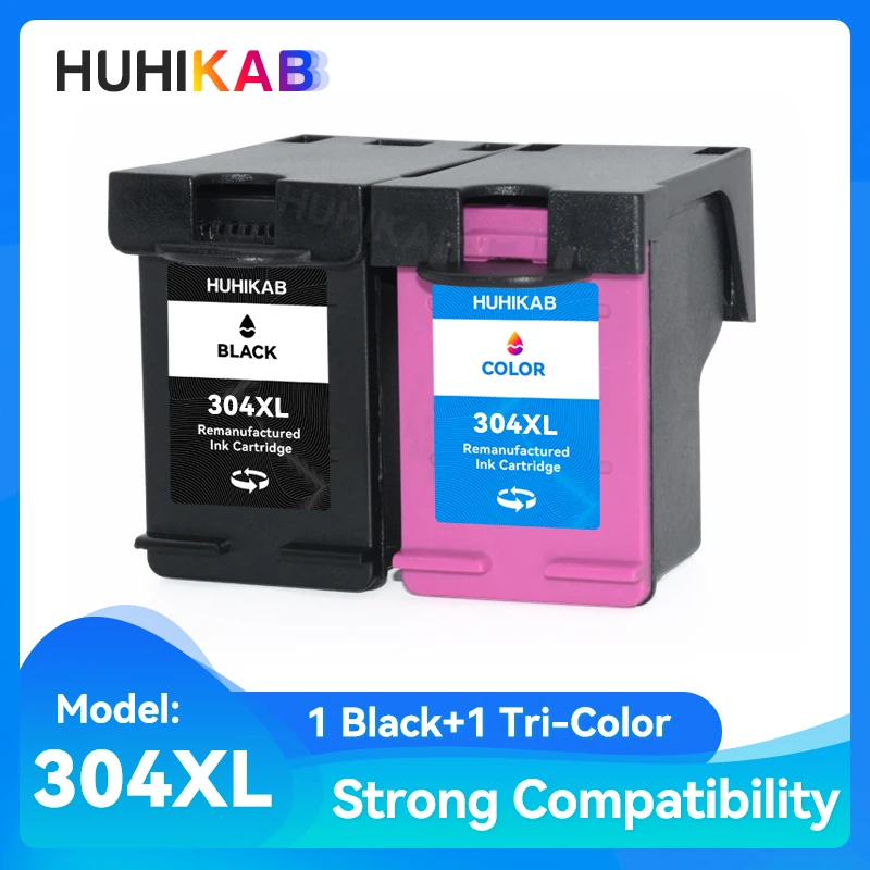 

HUHIKAB 304 XL Ink Cartridge Remanufactured For HP304 For HP Deskjet ENVY Officejet 2620 2630 2632 3730 5020 5032 Printer