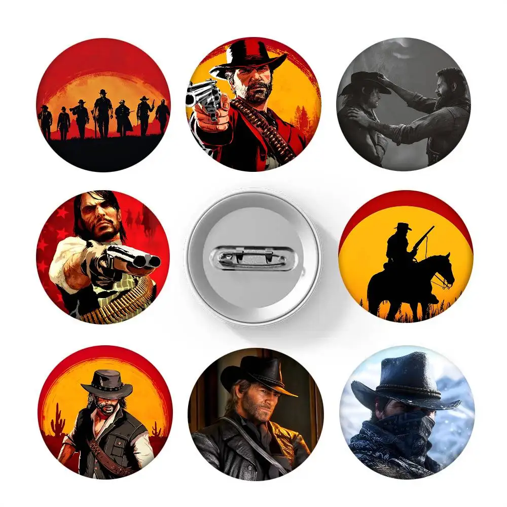 Red Dead Redemption 2 Game Round Badge Lapel Pin Backpack Clothing Jewelry Accessories Gift Brooch