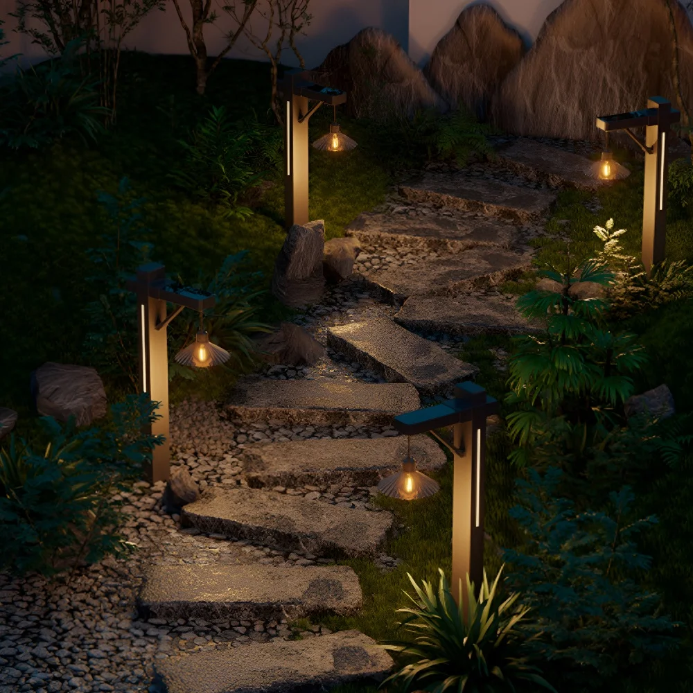 

E5 Solar Lamp Post Light Solar Pathway Light Outdoor Vintage Solar Powered Landscape Lighting Driveway Patio Garden Lawn Decor