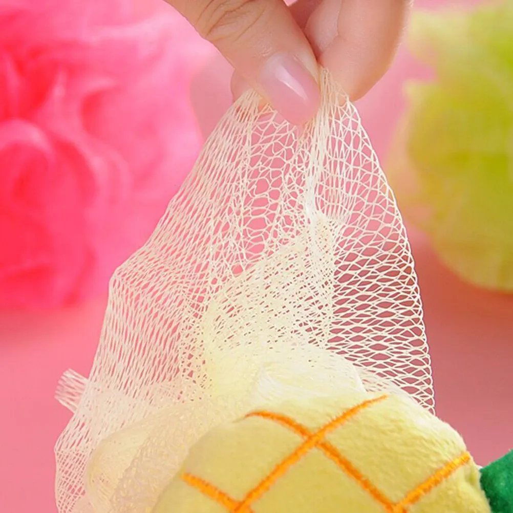 

6Pcs Fruit Shape Bath Ball Mesh Sponge Shower Pouf Soft Foam Exfoliating Body Scrub Hanging Loop Bathroom Essentials
