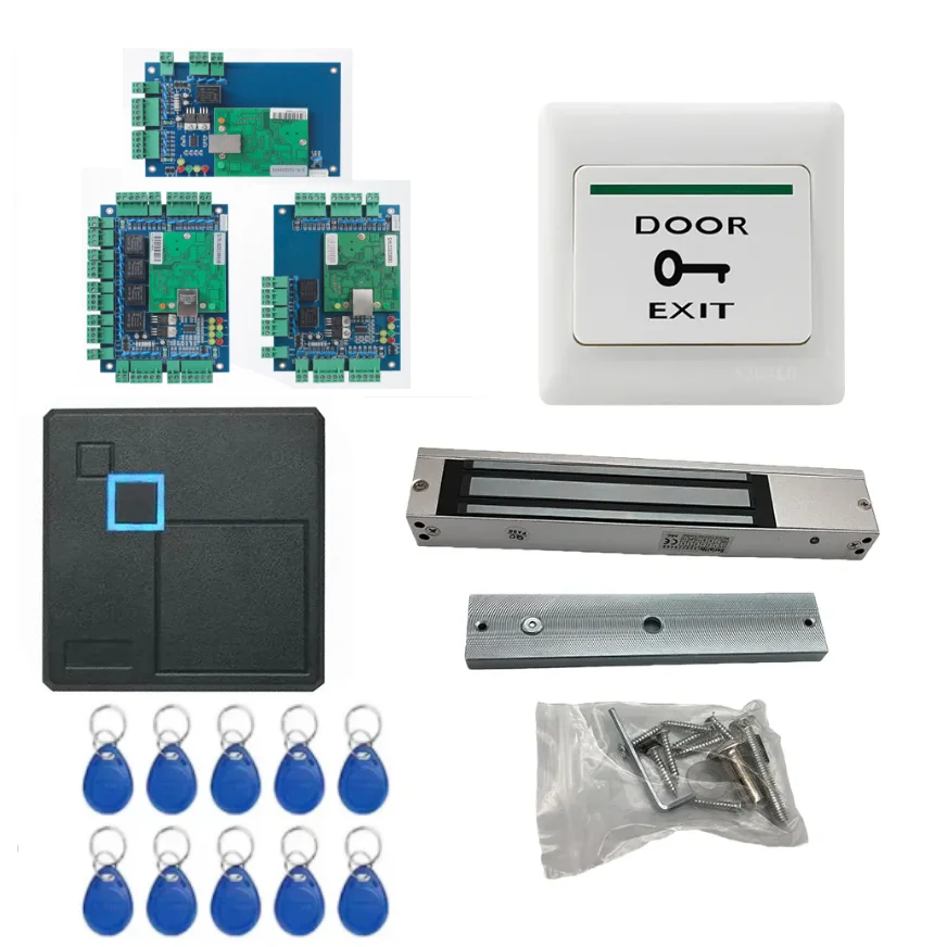TCP/IP Network Four Doors Access Control Panel System by PC Control With RFID Card and Electromagnetic Lock