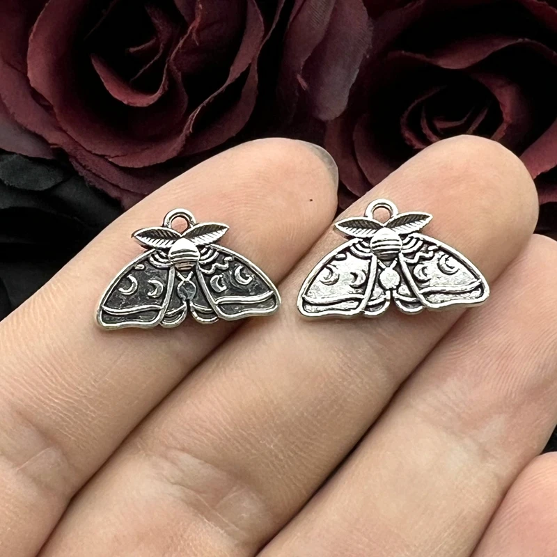 15pcs 20*12.5mm Zinc Alloy Moon Moth Charms Pendant Designer Charms Fit Jewelry Making DIY Jewelry Findings