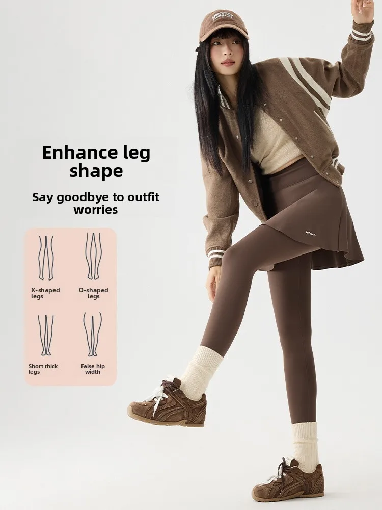 High Waist ark Skin Pants Yoga Sports Soft High Elastici Long Trousers Thiened Butt Lifting Casual Faion Women's Bot