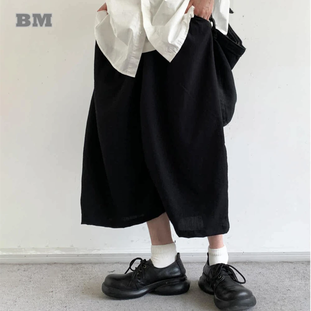 Summer Hip Hop Trend Black Baggy Pants Unisex Streetwear Oversize Cropped Pants Men Women Clothing Korean Fashion Thin Pants