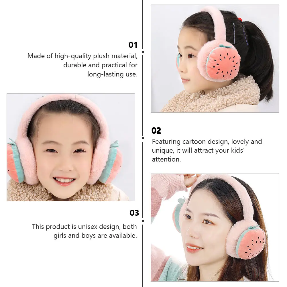 

1pc Fruit Embroidery Ear Muffs Warm Winter Earmuffs For Kids Unisex Cartoon Ear Protector Gift For Birthday Christmas