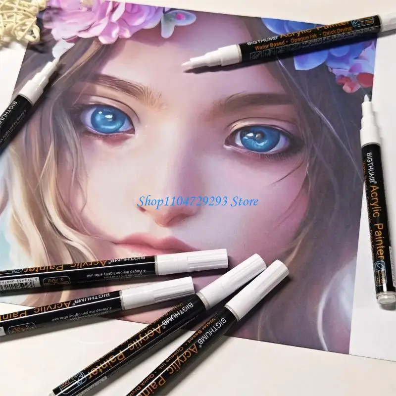 White Acrylic Pen Painting Pen Marker Multipurpose Gagdet Portable Supplies for Beginner Starter Learning Painting Draw 