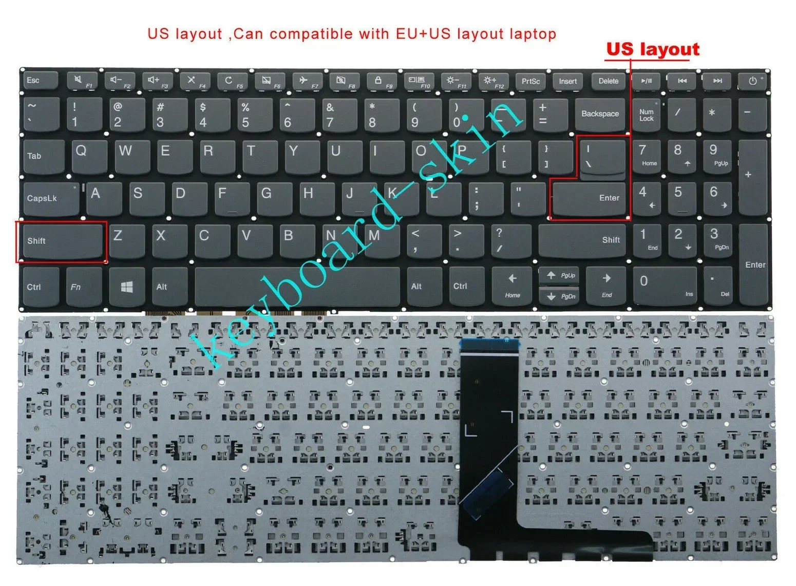 

New US Keyboard No-Backlit No-frame for Lenovo 320-17abr 320-17isk V320-17IKB V320-17ISK V320-17IKB Type 81AH laptop