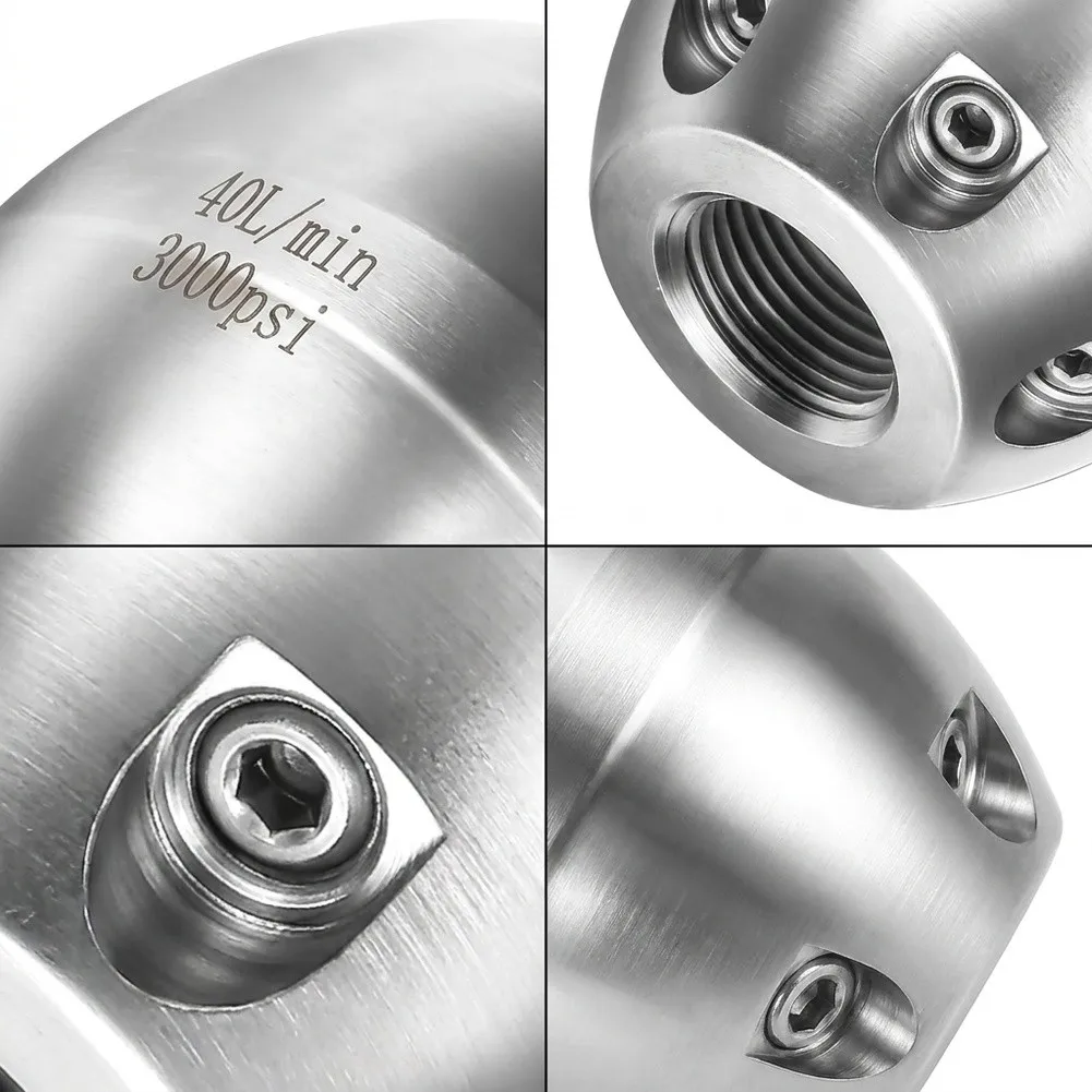 Pipe Cleaning Tool Pressure Washer Nozzle Stainless Steel Construction 3000 PSI Rated 7 Precision Nozzles Front And Rear Jets