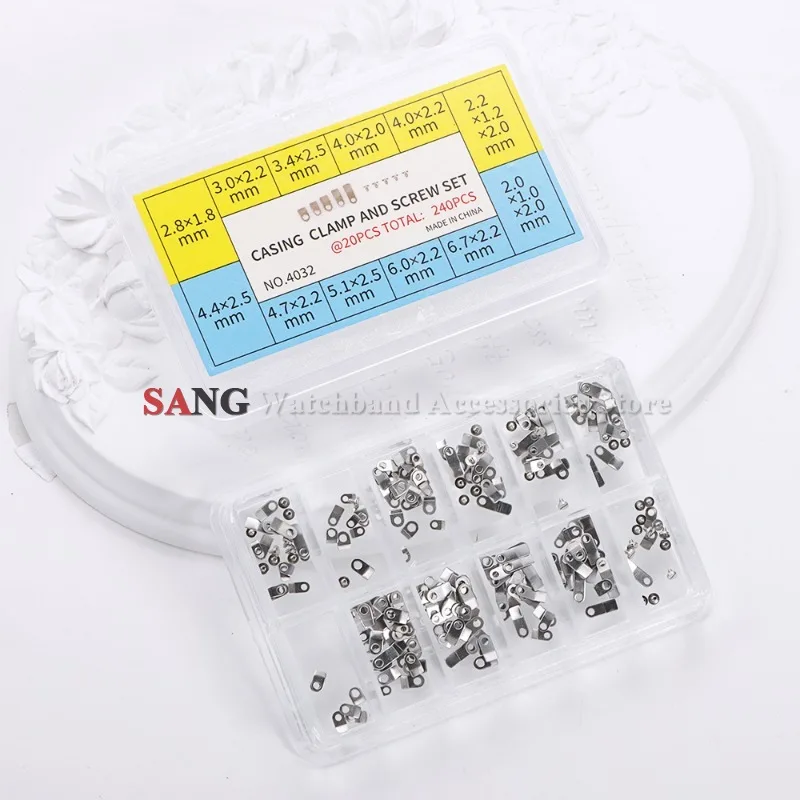 for Watchmaker 12 Size Watches Movement Casing Clamp Fixing Adapter Securing Screw Casing Clamp Tab+Screw Kit Watch Repair Tools