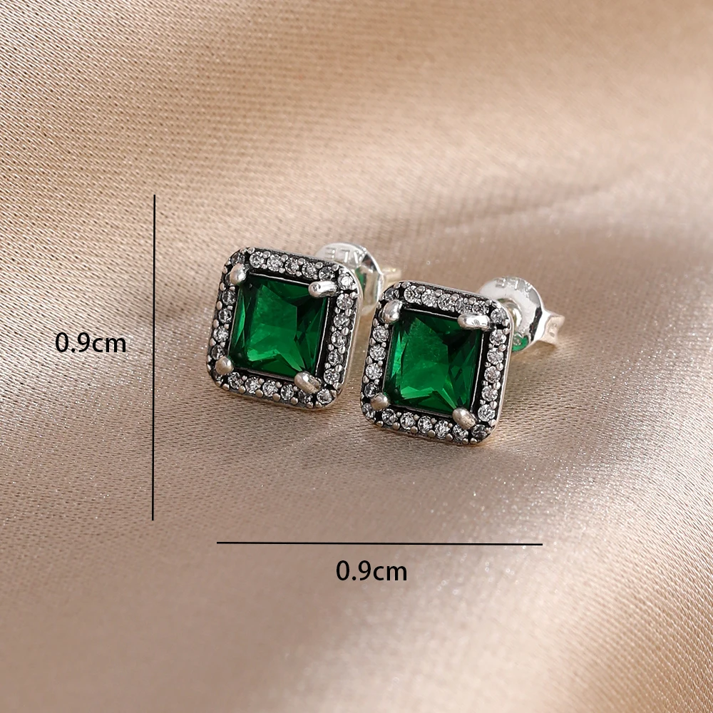 925 Silver Fashion Red Pink Green Zircon Family Tree Earrings Women Fine Zircon Minimalist Engagement Wedding Party Jewelry Gift - view 5