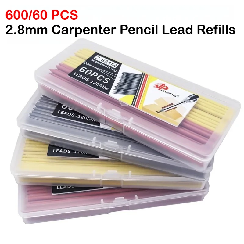 

600/60 PCS 2.8 mm Solid Carpenter Pencil Refills Leads For Woodworking Mechanical Pencil Stationery School Office Supplies
