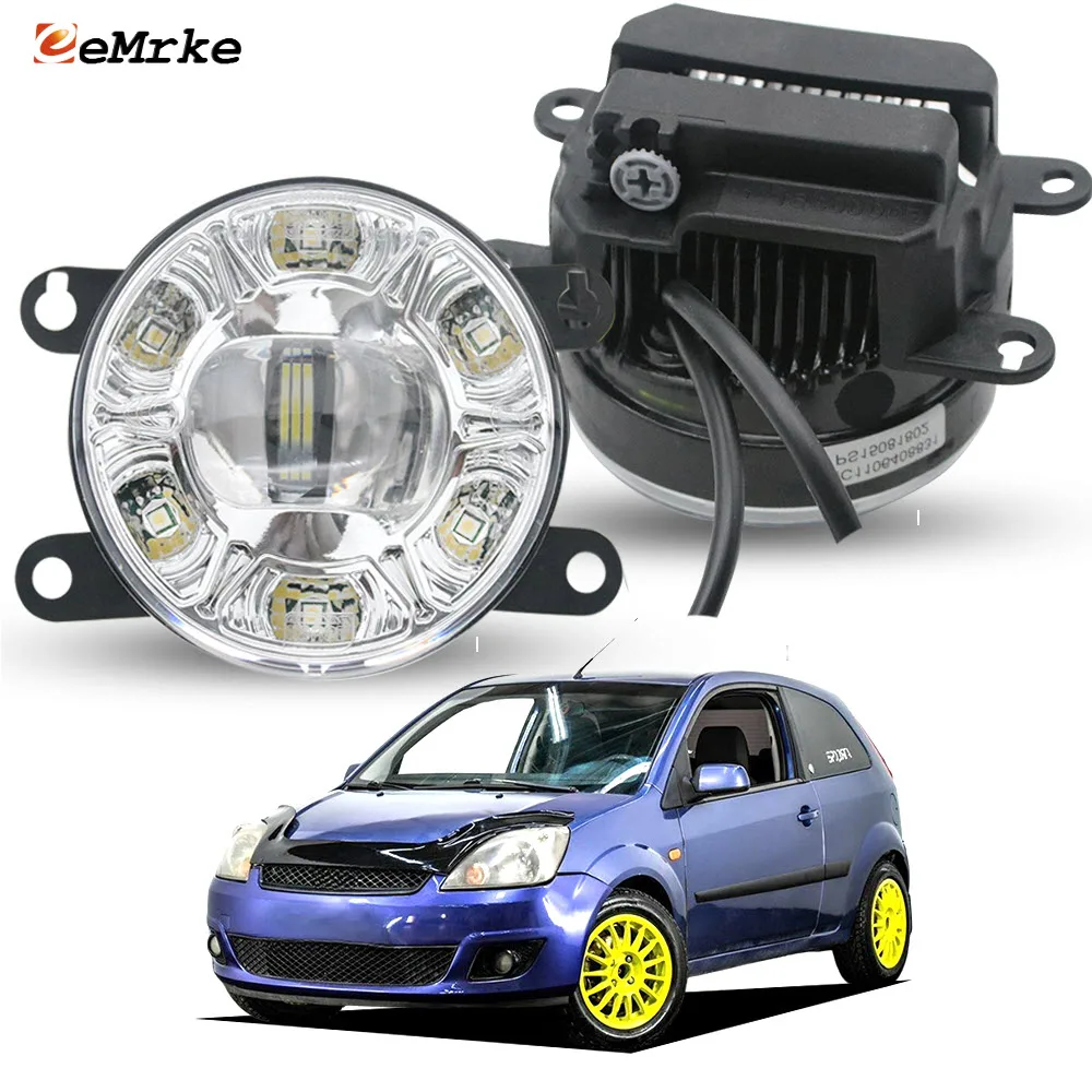 Para Ford Fiesta V / Fiesta ST 2006 2007 2008 LED Luzes de nevoeiro DRL Dot. CE. Conjunto de lâmpada de condução de nevoeiro de carro E-mark E4 18W 2 unidades/conjunto