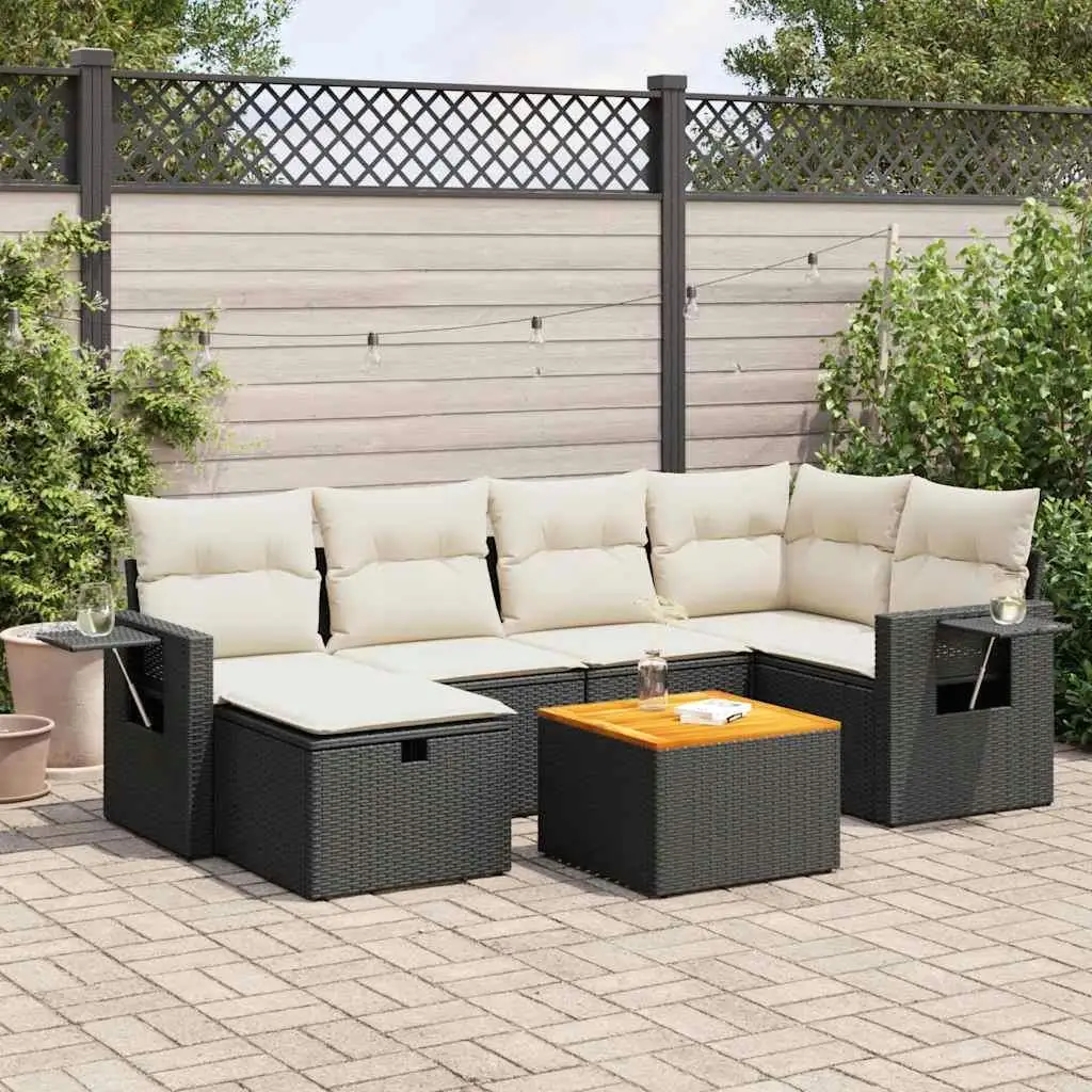 

Stylish Modern Outdoor Garden Sofa Set Black Brown with Comfortable Cushions for Patio Balcony Living Room