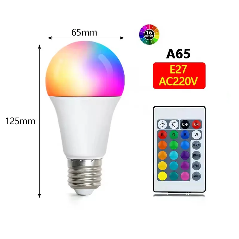 16 Color RGB Colorful Infrared Remote Control Bulb 24 Key Remote Control Spotlight Color Changing Party Atmosphere Light