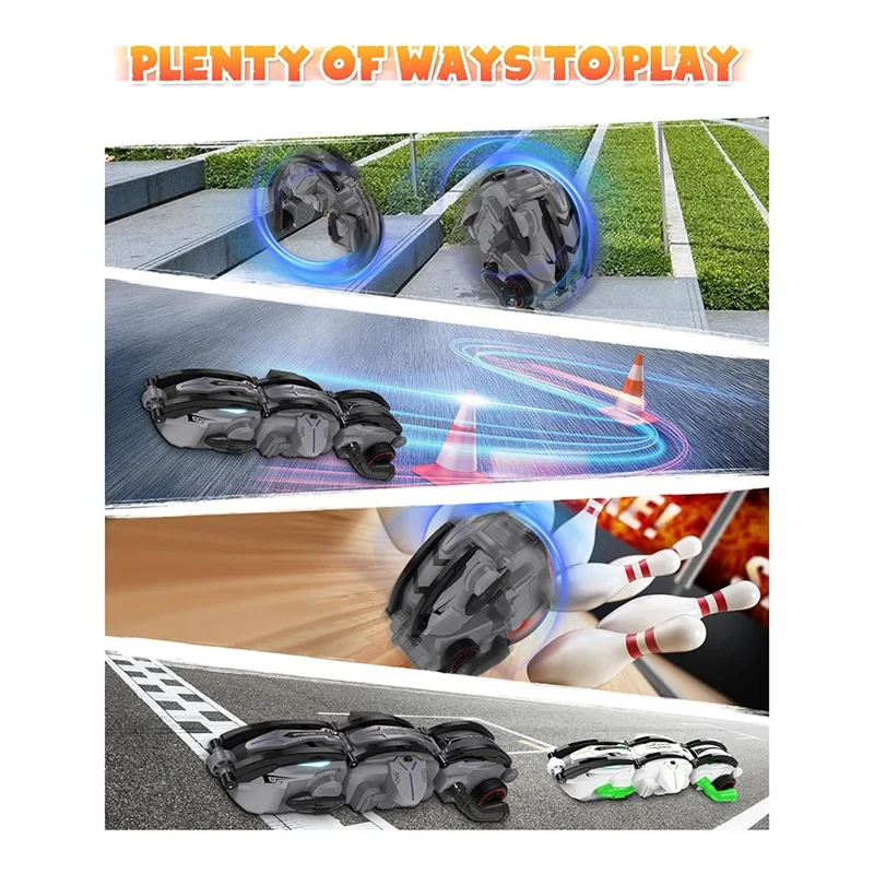 Remote Control Car RC Cars, RC Stunt Snake Car, 360° Roll Rotation Car Toys With LED Lights For Kids Ages 6+, Grey Parts