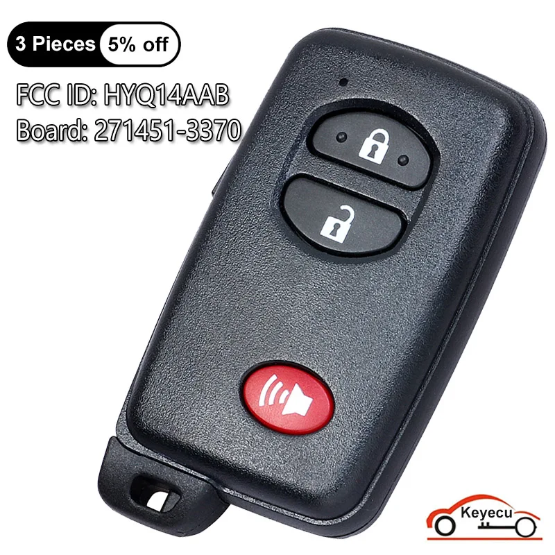 

KEYECU 3 Buttons for Toyota Prius G L S 4Runner 2011 2012 Auto Smart Remote Control Key Fob FCC ID: HYQ14AAB Board: 271451-3370