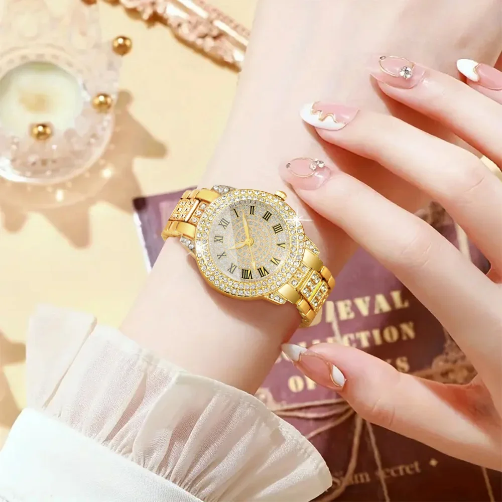 Ladies' exquisite and elegant quartz watch+jewelry set (6 pieces/set), box not included