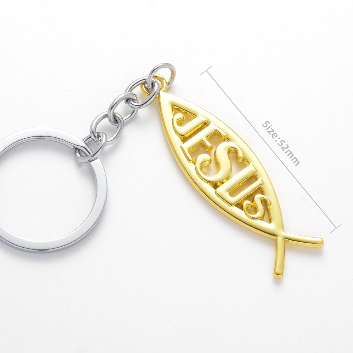 Car Keychain Jesus Fish Symbol Logo Metal Keyring Key Ring Holder Suitable For All Cars And Motorcycles Accessories