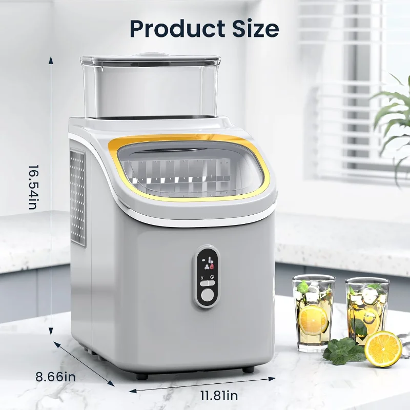 ZAFRO カウンタートップ製氷機、30ポンド/24時間、自動洗浄機能と24時間タイミング製氷機、アイススクープ&アイスバスケット付き