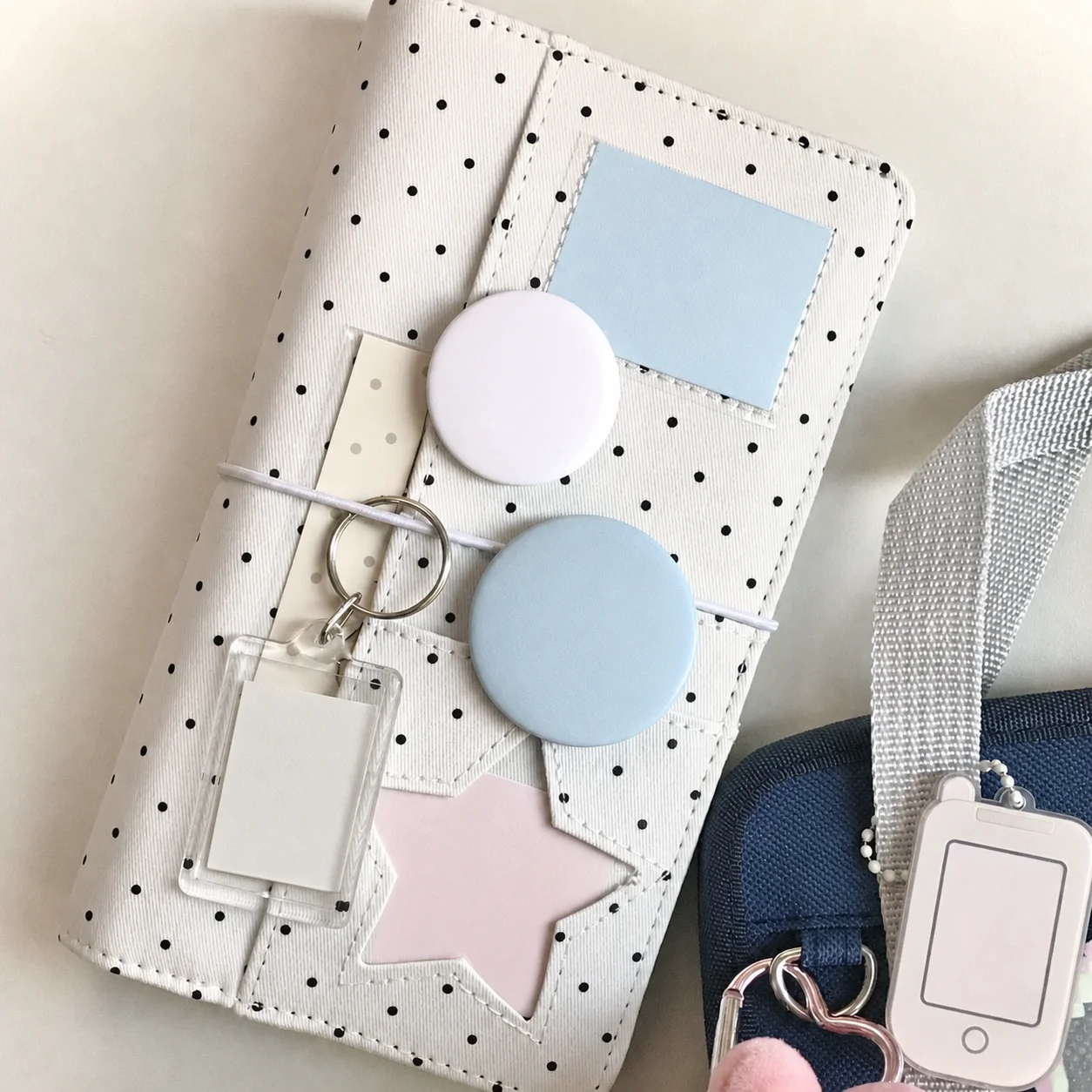 Portable Journal Decorative Polka Dot Notebook Denim Cover Notebook Compact Loose-Leaf Notebook For Travel Planner Student Diary