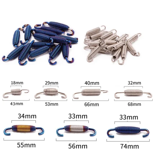 Juego de resortes de Metal giratorios para tubo de enlace medio delantero de escape Universal de acero inoxidable con resorte de escape para motocicleta, 2 uds.