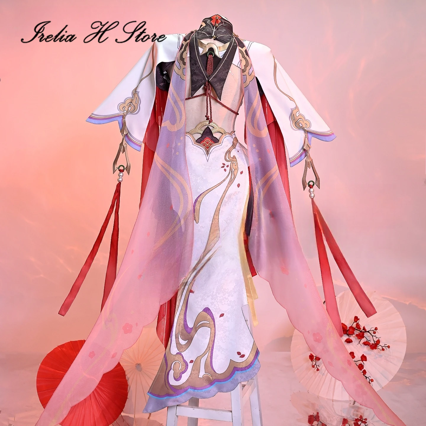 Irelia H Houkai Impact 3rd Theresa Apocalypse Kostum Cosplay Kostum Permainan Sumpah Bulan Gaun Wanita