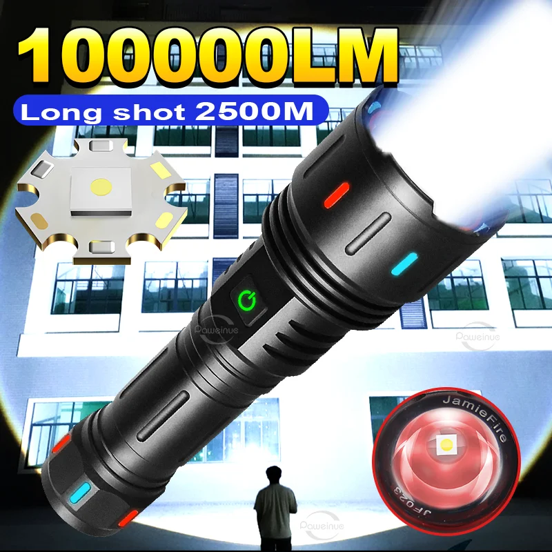 

New White Laser Ultra Powerful LED Flashlight USB Rechargeable Torch Light Zoom High Power Flashlight 2500M Long Shot Lantern