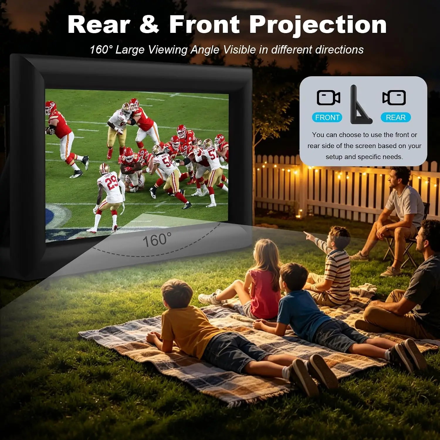 20 feet Inflatable Portable Projector Movie Screen - Huge Air-Blown Cinema Projection Screen Package with Rope, Blower,Tent