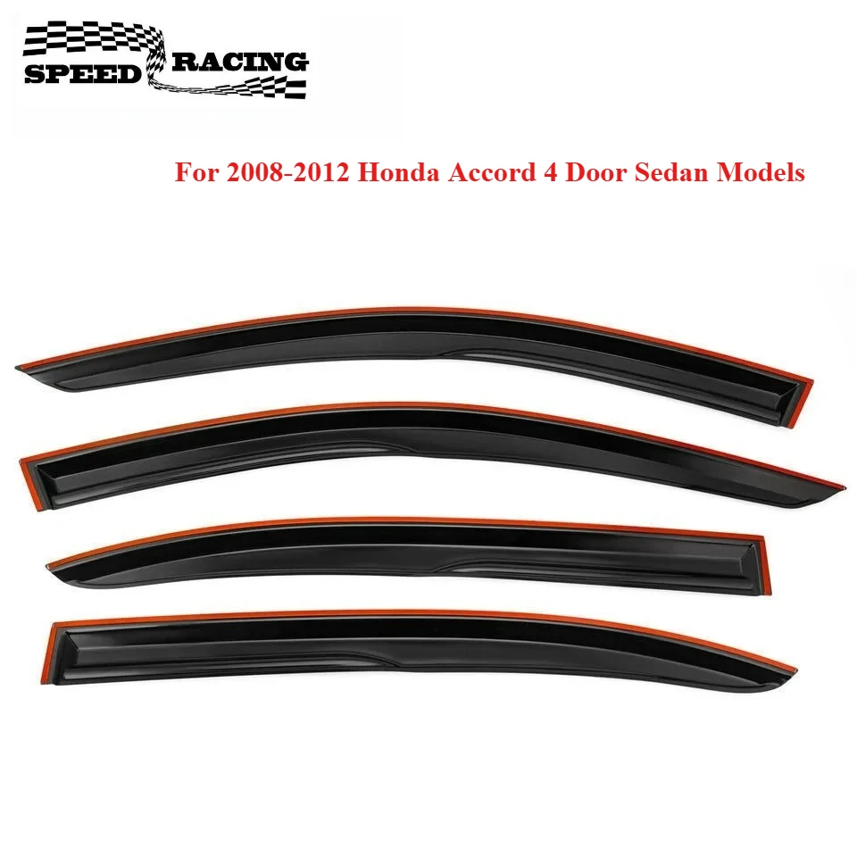 

Для Honda Accord 2008-2012 годов выпуска, 4-дверный седан, черные 4 шт. волнистые тонированные дефлекторы окон в стиле Mugen, защита от дождя, вентиляционные накладки