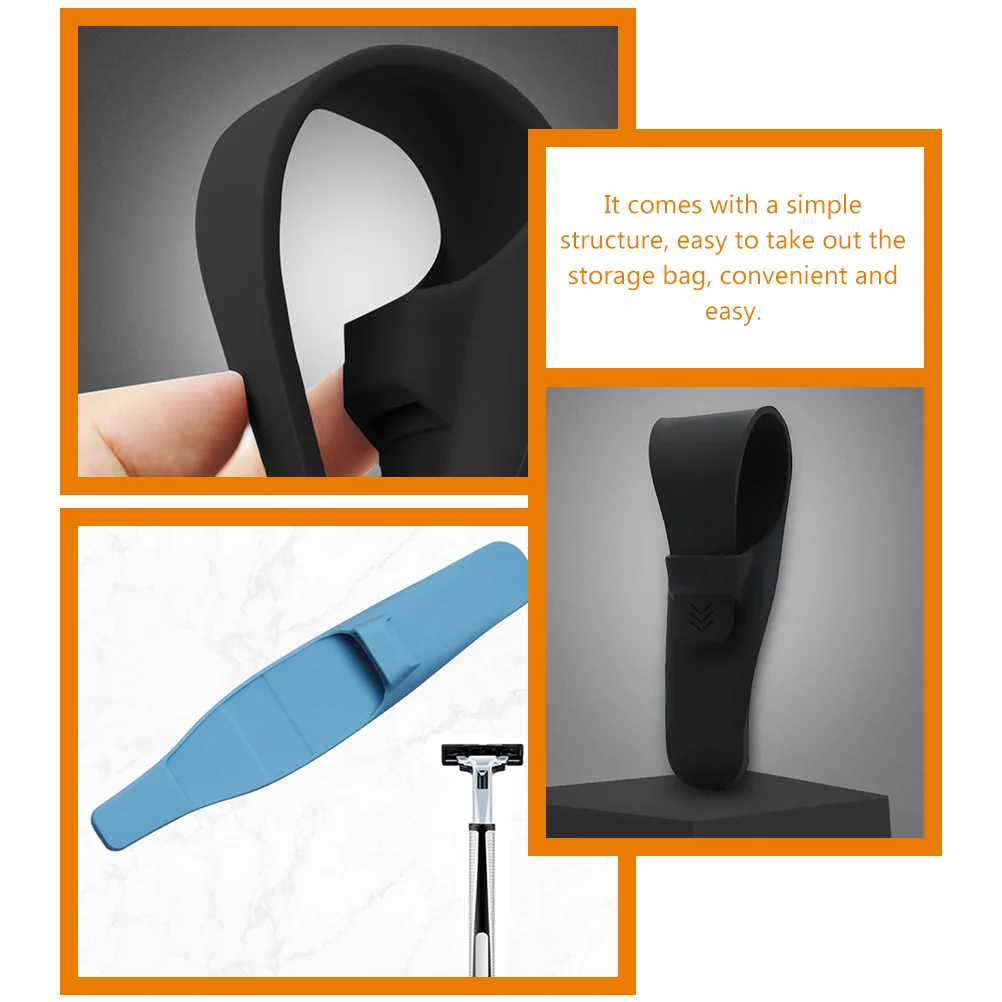 

2Pcs Razor Protective Case Silicone Shaving Bag for Men Blue White Travel Storage Safety Cover Lightweight Portable