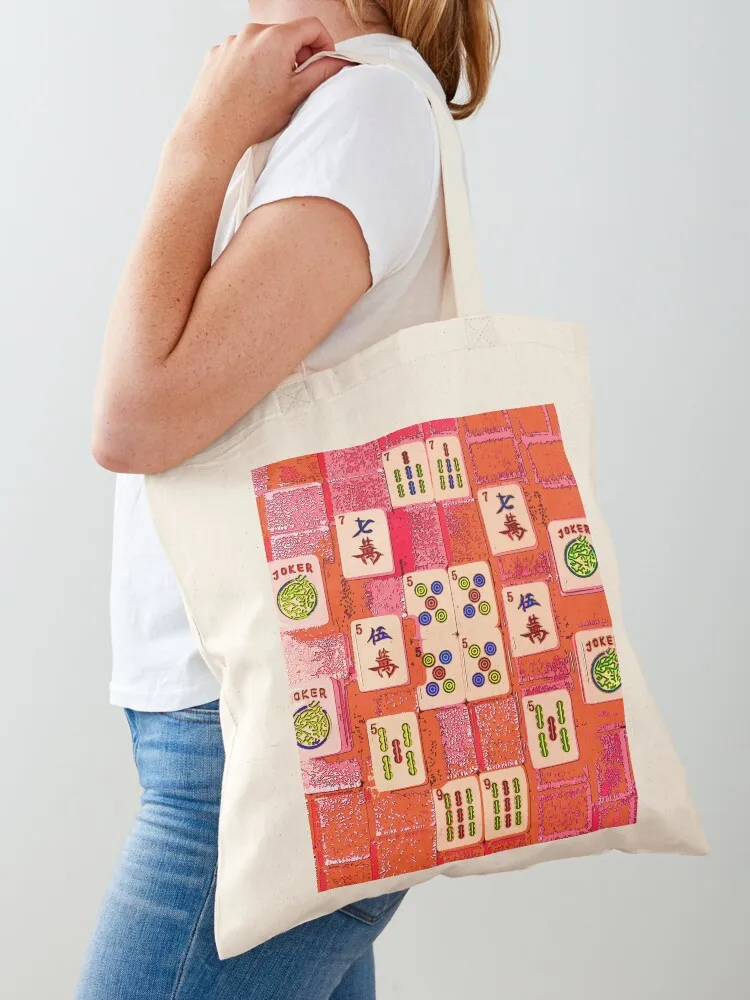 Number 5 Mahjong Tiles Tote Bag bags luxury women Shopper handbag foldable reusable bag Cloth bag