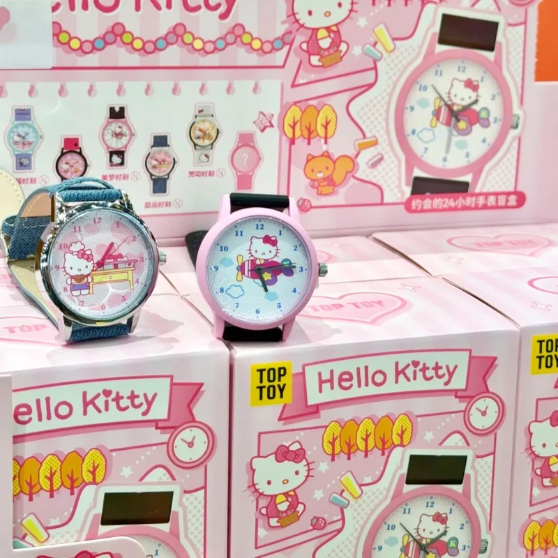 

TOP TOY Hello Kitty 24H Date Themed Wristwatch Blind Box Fashion Toy Anime Peripheral Decorative Gift Watch For Women
