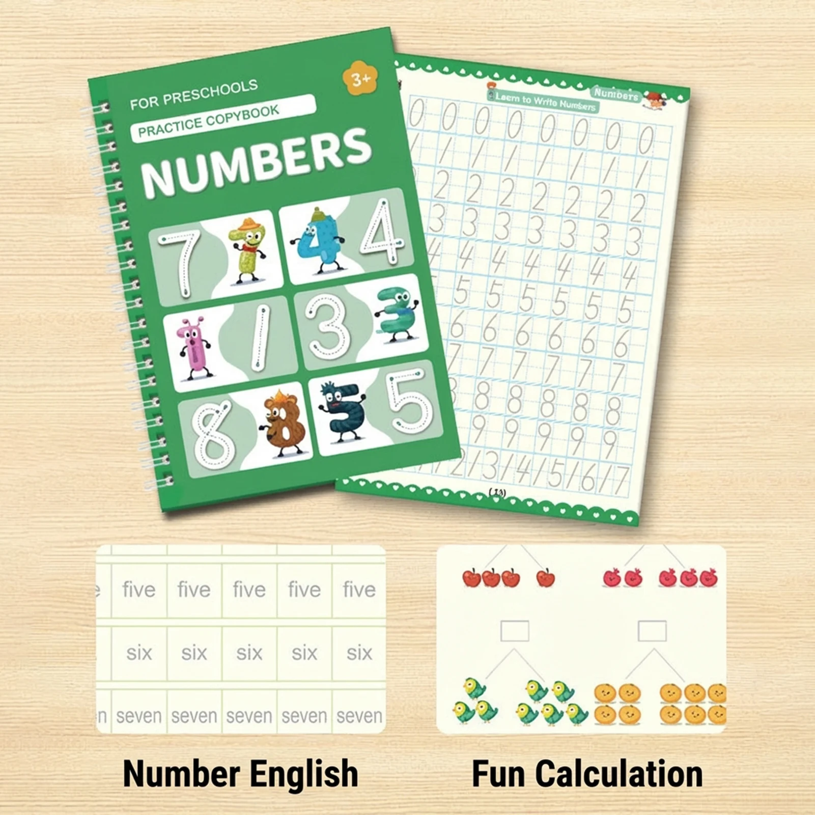 

Экологичный набор для обучения каллиграфии для детей, тетрадь для отработки почерка с углубленными линиями и страницами для рисования, для детей 3-8 лет