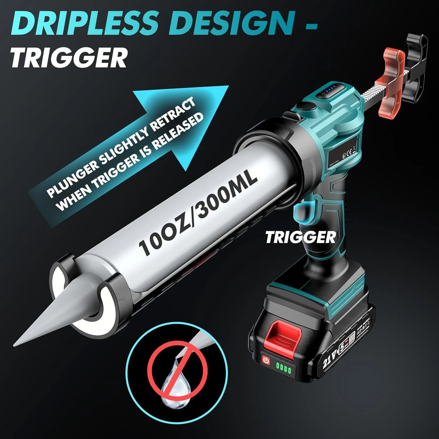 Pistola per calafataggio elettrica per pistola in silicone a batteria Makita 18V con strumento sigillante sigillante a luce LED per riempimento, sigillatura