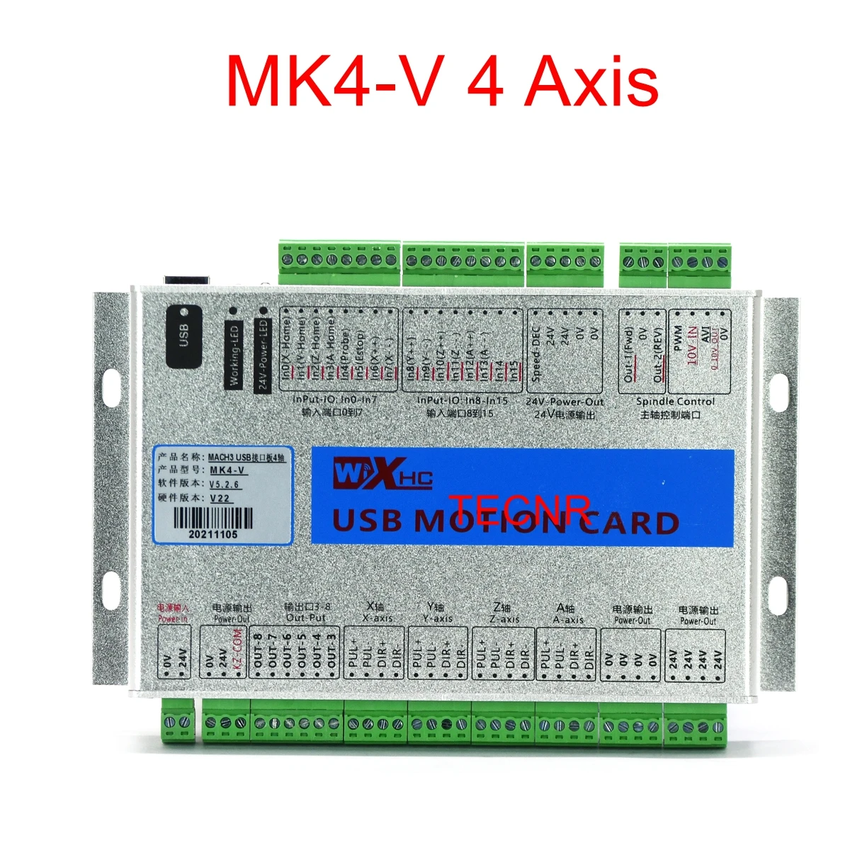 XHC Mach3 MKX-V 3 4 6 axis USB Breakout Board MK3-V MK4-V MK6-V Motion Control Card 2MHz For CNC Engraving Cutting Machine