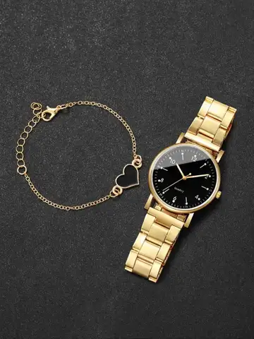 2/4PCS Fashion Arabic Dial Women Watches Simple Quaretz Wristwatch with Bracelets Set Reloj Mujer（Without Box）